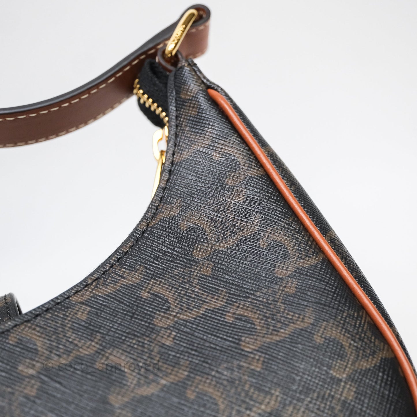 Celine Medium Ava Triomphe Bag Triomphe Canvas Tan Calfskin