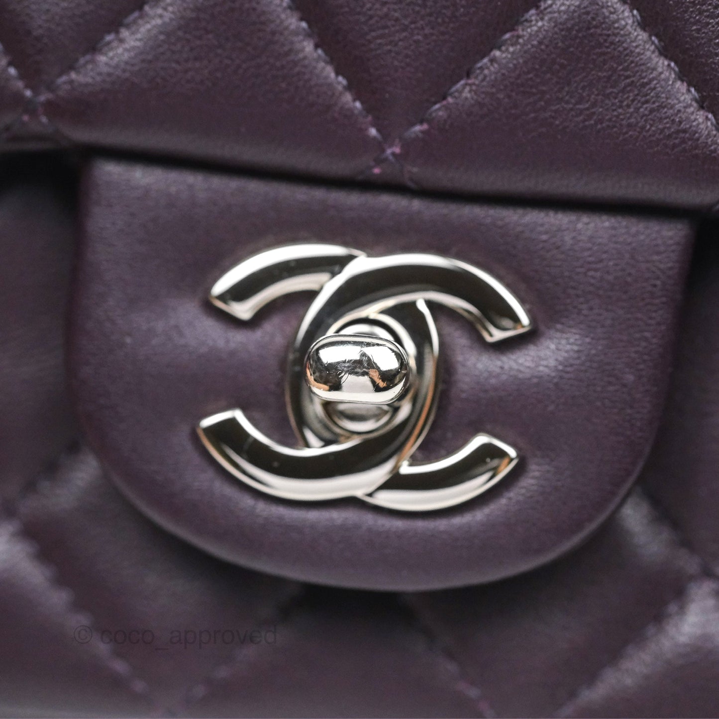 Chanel Mini Rectangular Quilted Dark Purple Lambskin Silver Hardware