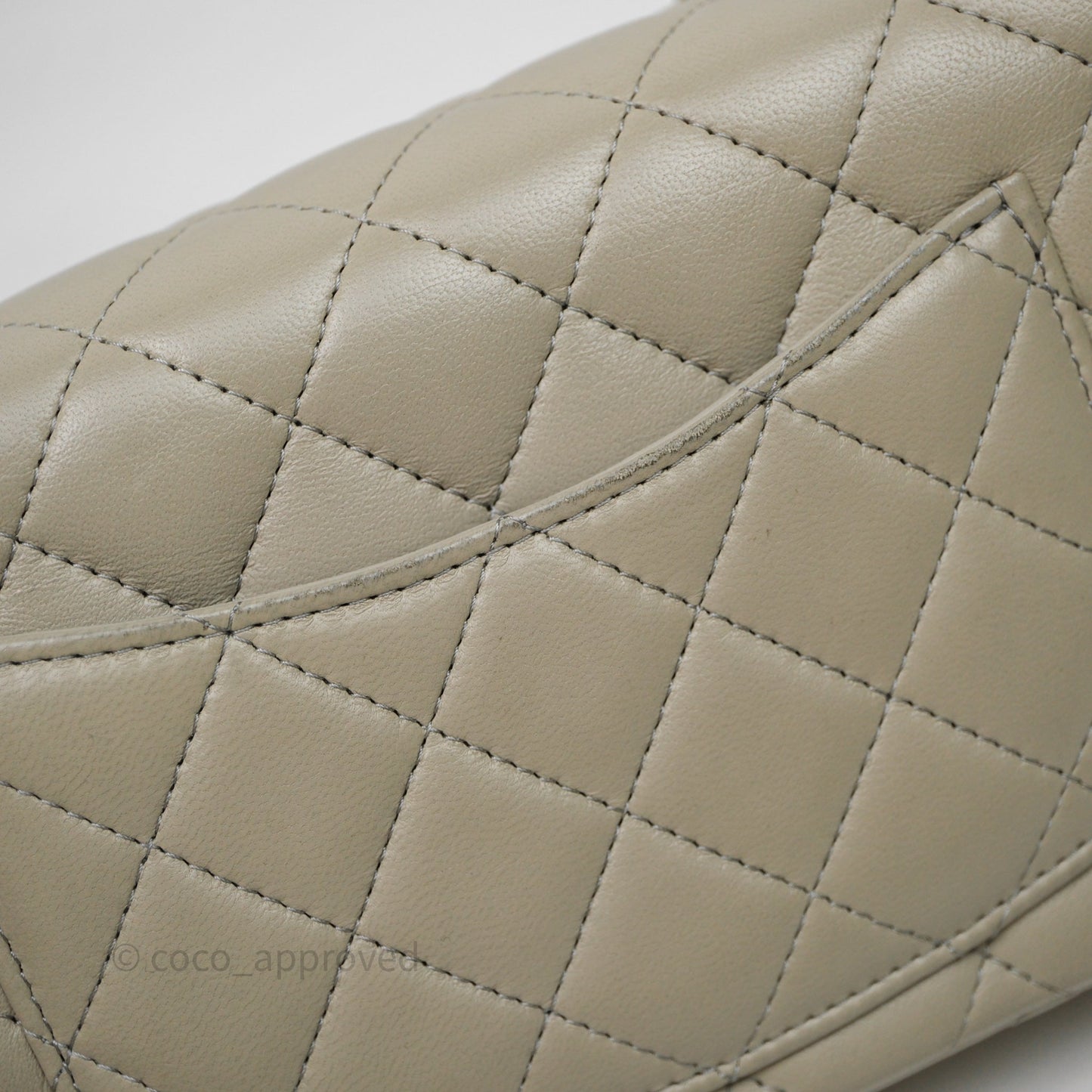 Chanel Mini Rectangular Flap Quilted Light Grey Lambskin Gold Hardware 22C
