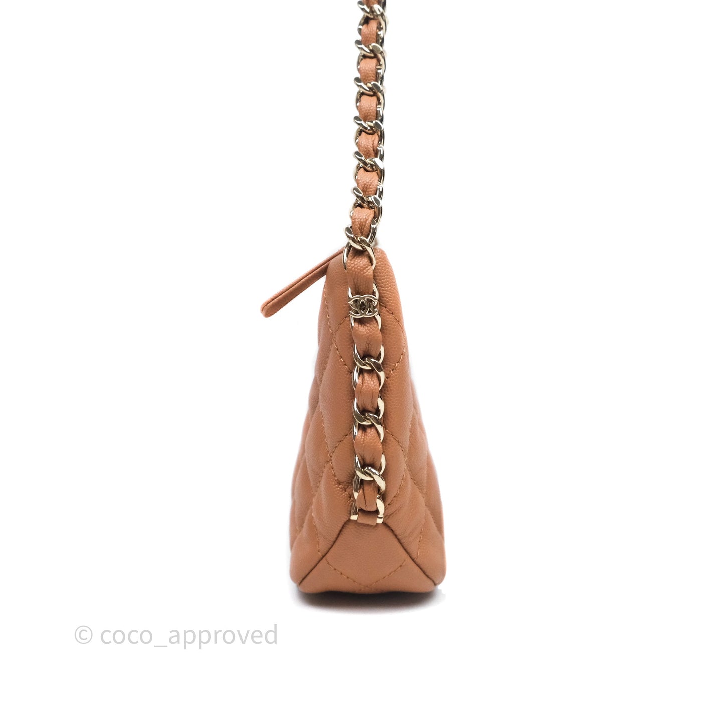 Chanel Small Hobo Shoulder Bag Caviar Beige Gold Hardware