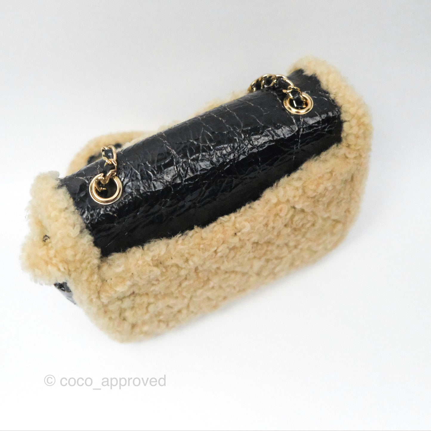 Chanel Mania CC Shearling Flap Bag Black Crumpled Glazed Sheepskin