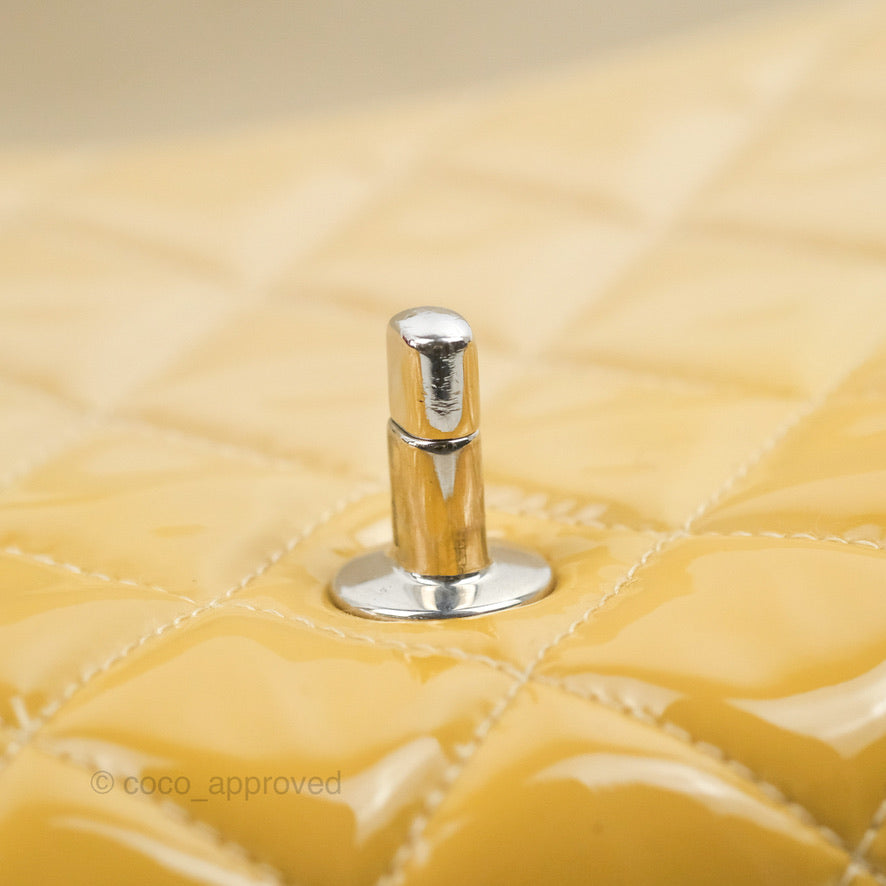 Chanel Quilted Clutch with Chain Beige Patent Silver Hardware