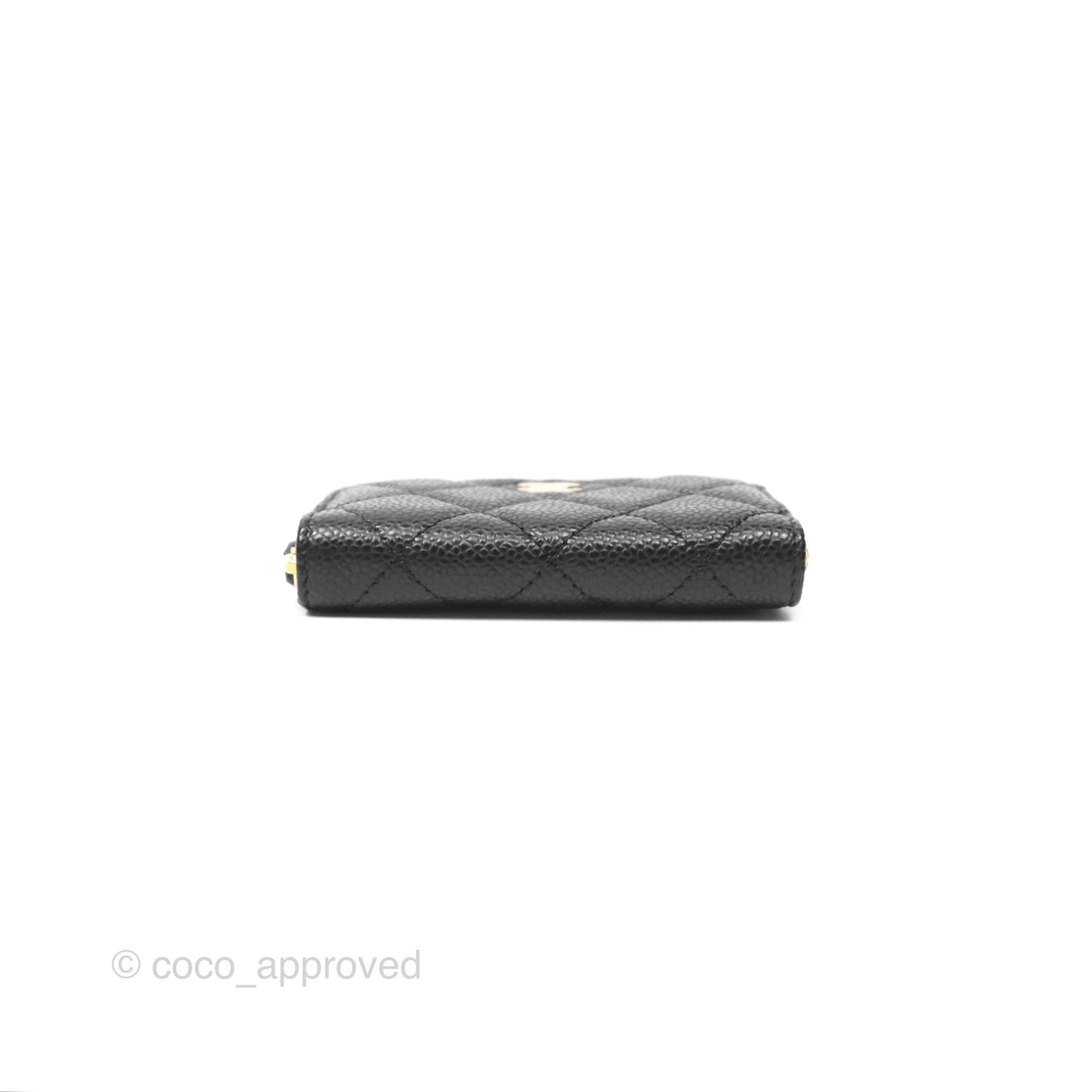 Chanel Quilted Zip Card Holder Black Caviar Gold Hardware