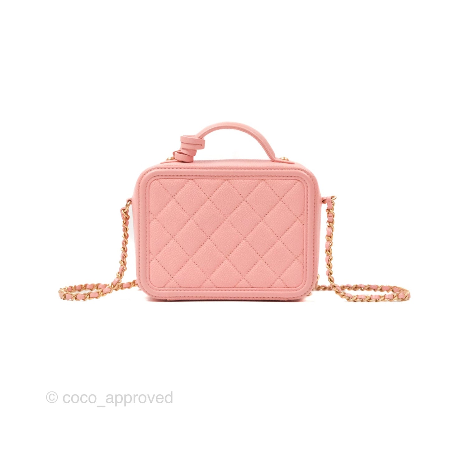 Chanel Quilted Small CC Filigree Vanity Case Dusty Pink Caviar Gold Hardware