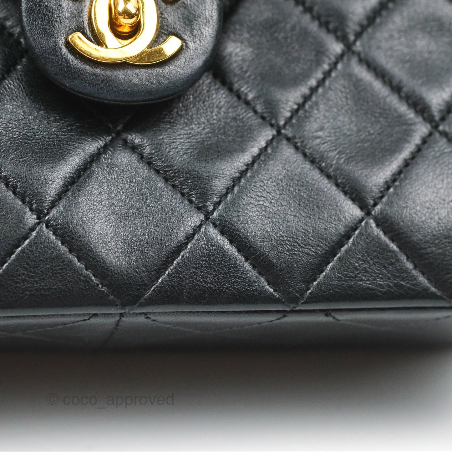 Chanel Vintage Square Flap Bag Black Lambskin 24K Gold Hardware