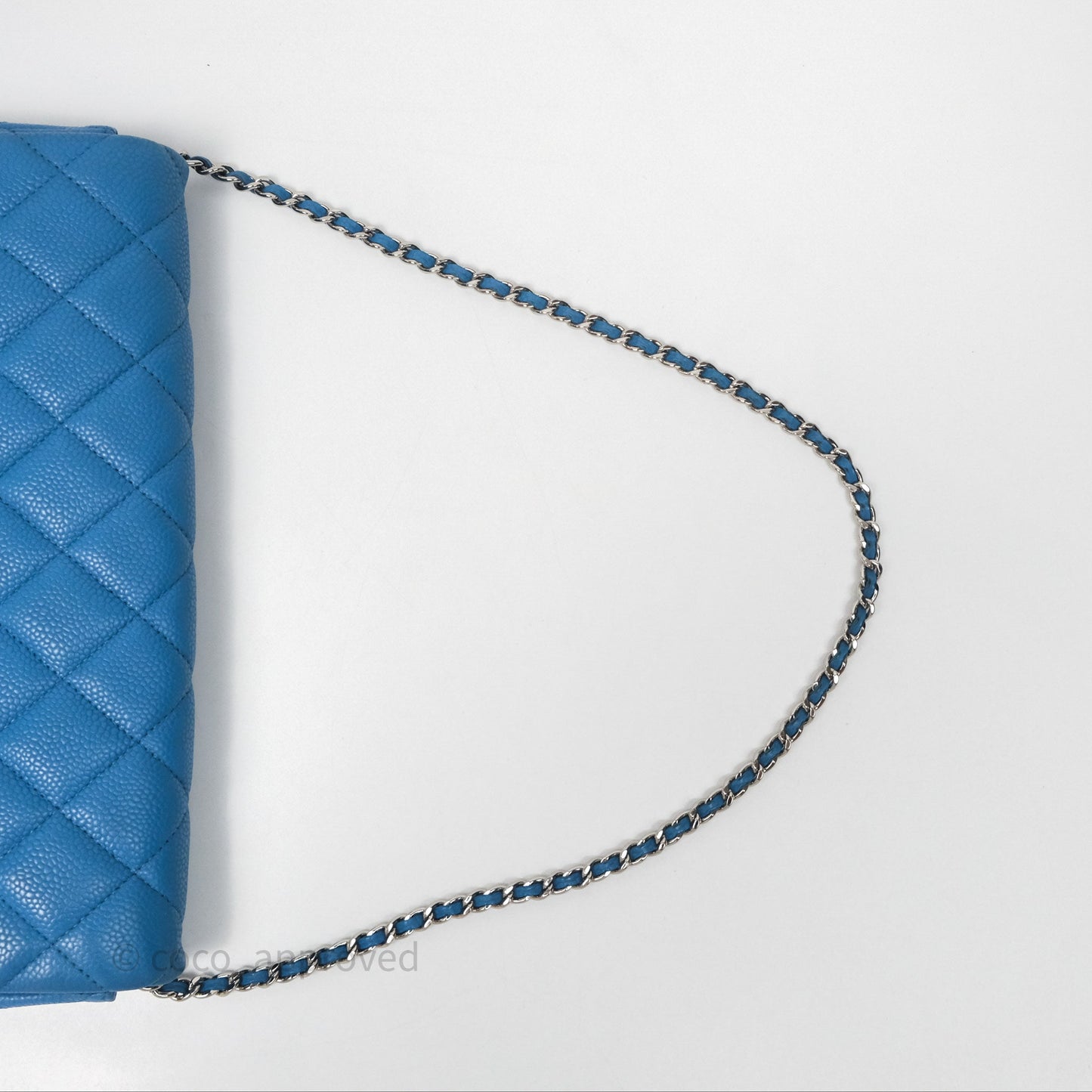 Chanel Quilted Clutch with Chain Caviar Azul Sliver Hardware