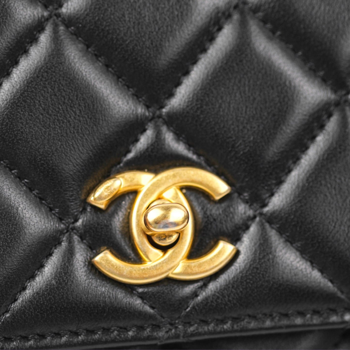 Chanel Quilted Pearl Crush Wallet on Chain WOC Black Lambskin Aged Gold Hardware