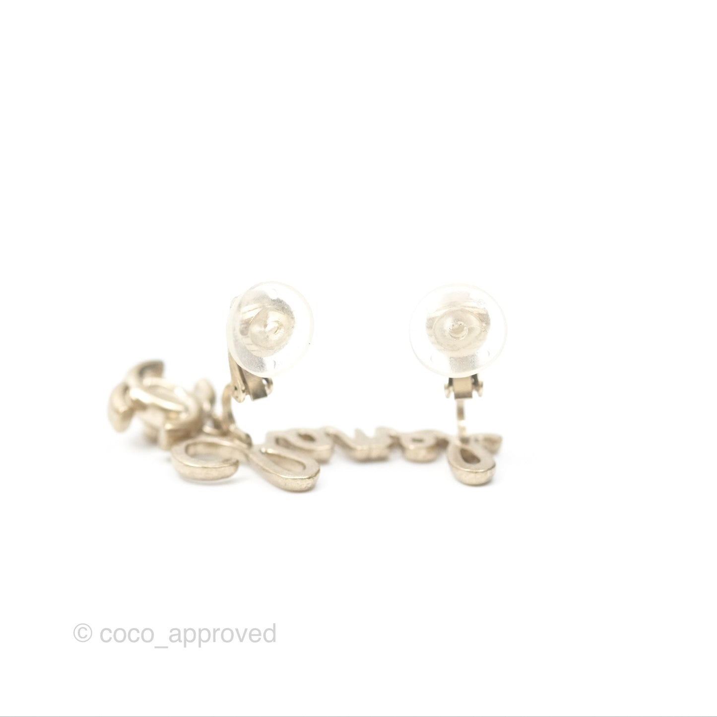 Chanel Logo CC Turnlock Ear Clips Gold Tone 21P