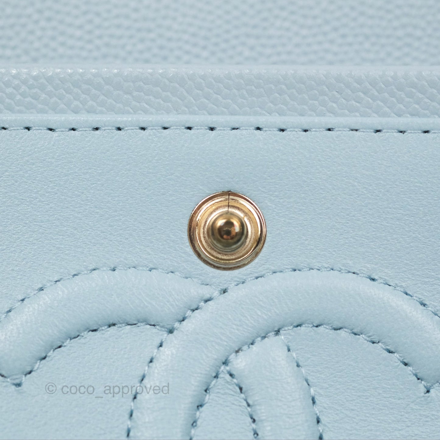 Chanel Small Classic Quilted Flap Light Blue Caviar Gold Hardware