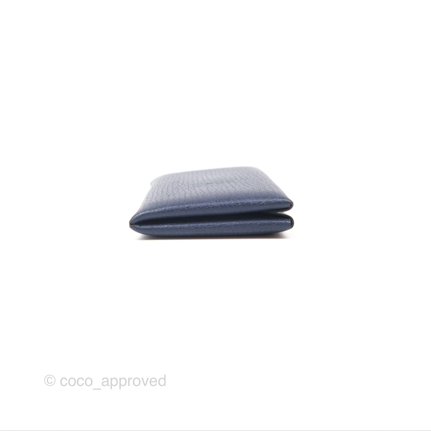Hermès Calvi Card Holder Bleu Nuit 2Z Chevre Mysore
