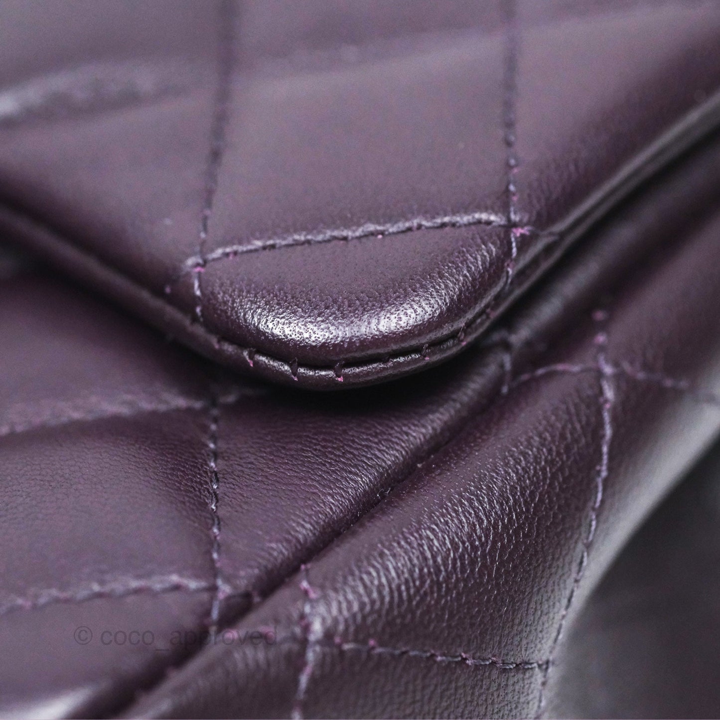 Chanel Quilted Mini Square Dark Purple Lambskin Silver Hardware