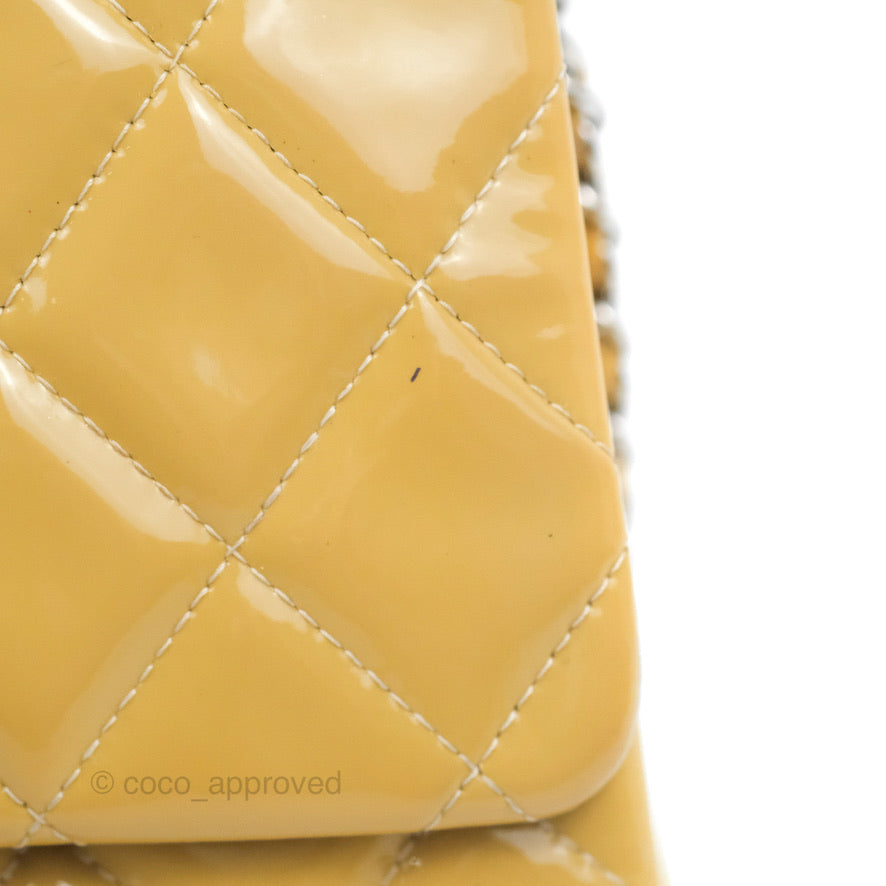 Chanel Quilted Clutch with Chain Beige Patent Silver Hardware