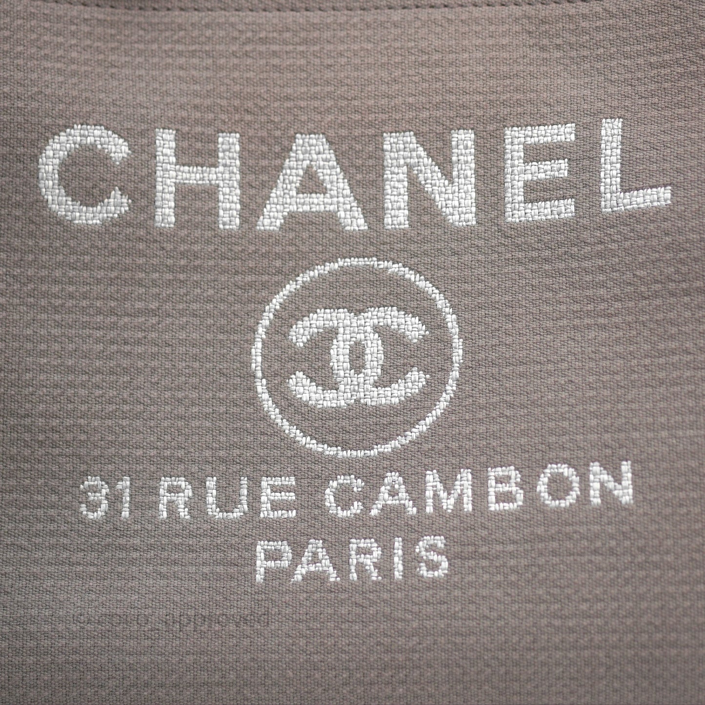 Chanel Canvas Deauville Large Tote Taupe Silver Hardware