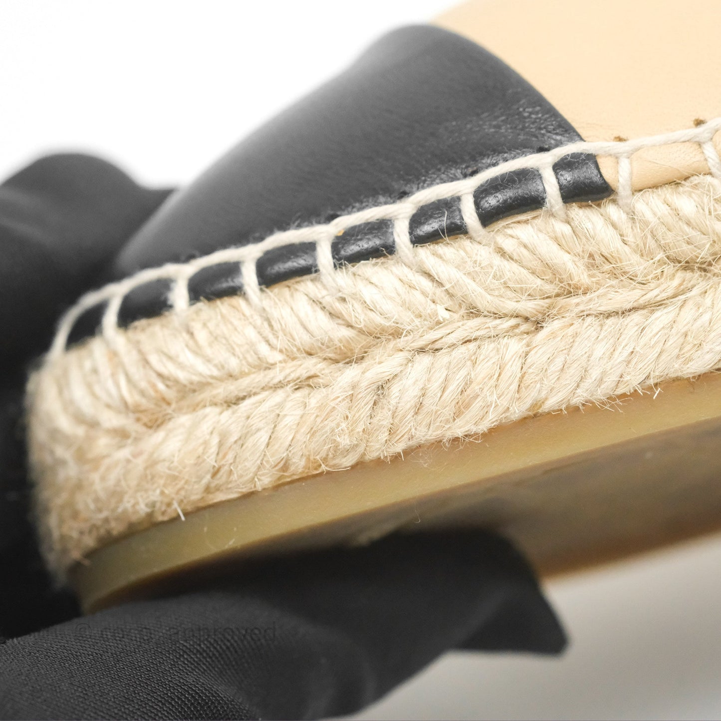 Chanel CC Espadrilles Beige Black Lambskin Size 38