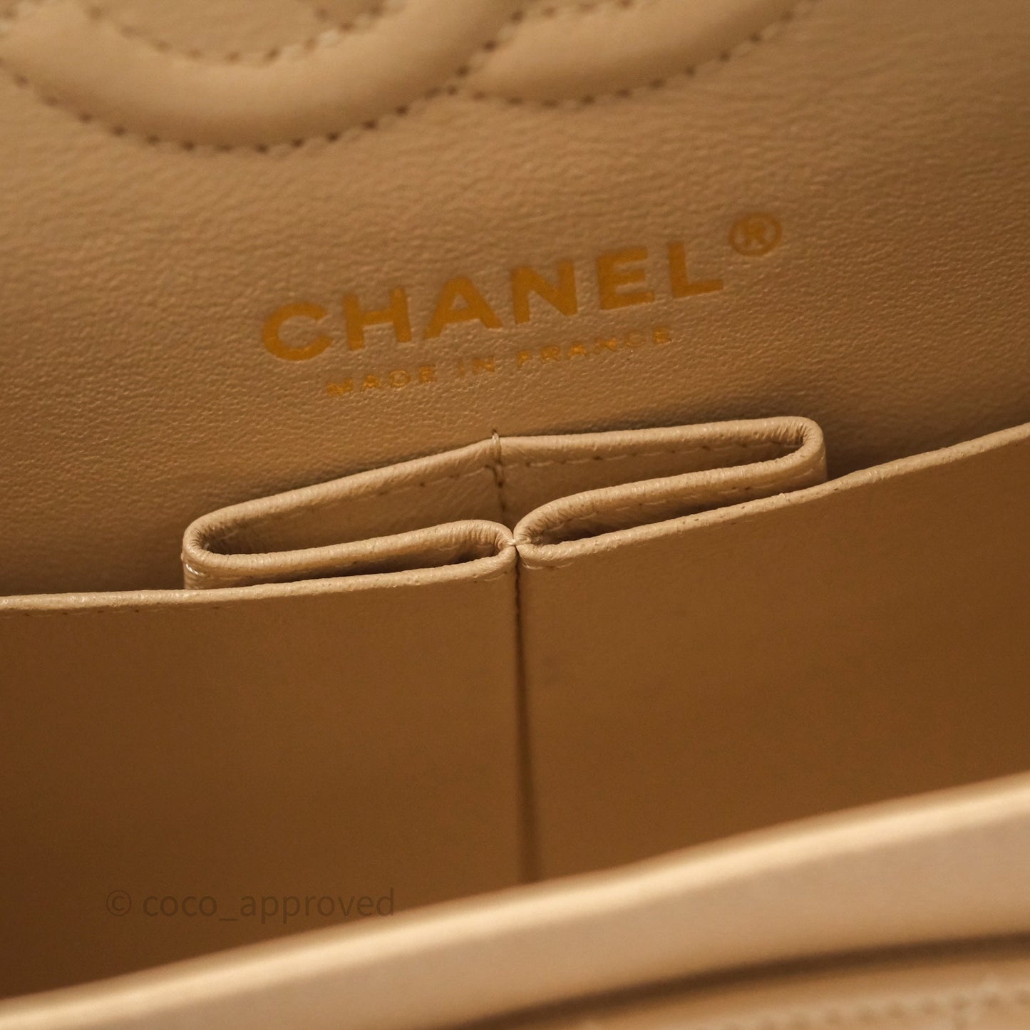 Chanel Classic Small S/M Quilted Flap Beige Caviar Gold Hardware
