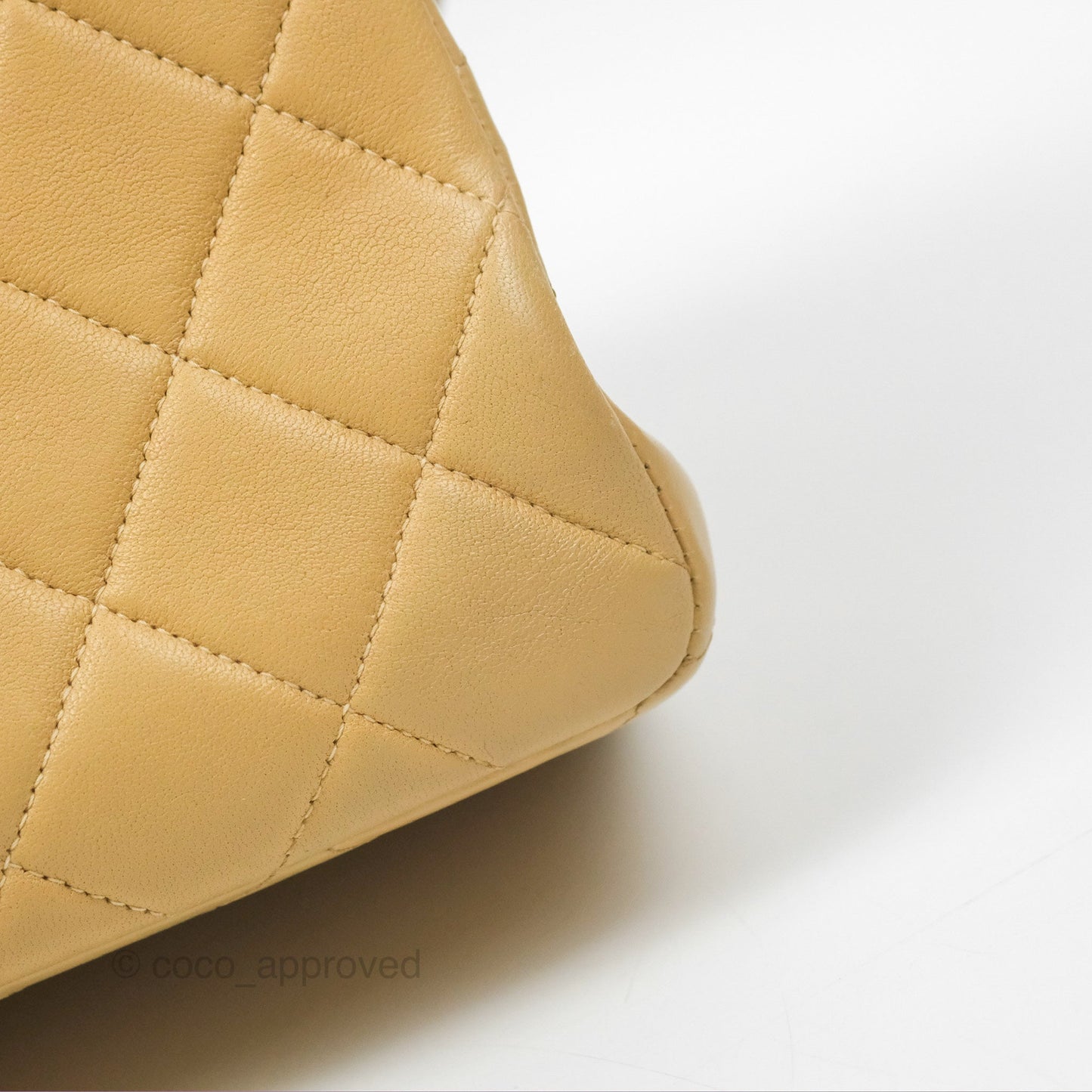 Chanel Vintage Double Sided Flap Bag Quilted Beige Lambskin Gold Hardware