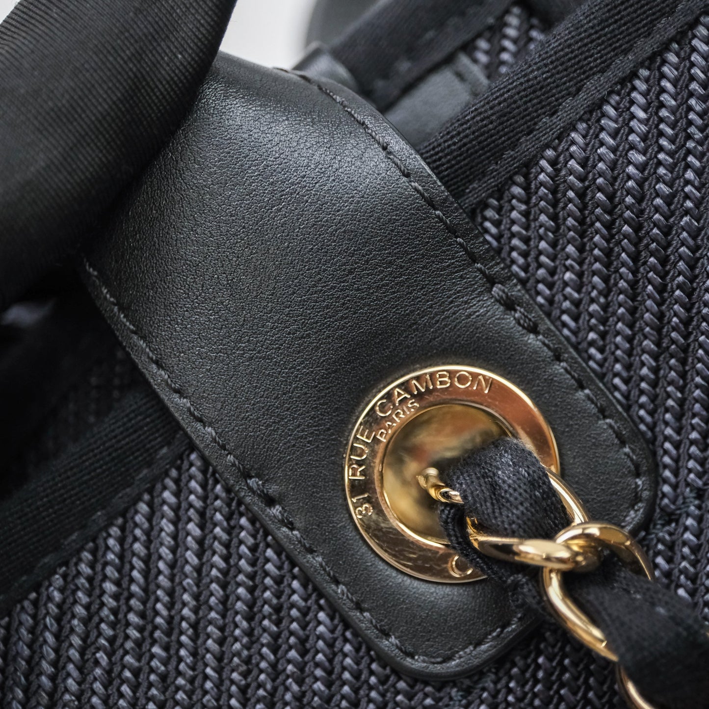 Chanel Large Deauville Charcoal Grey Canvas Light Gold Hardware