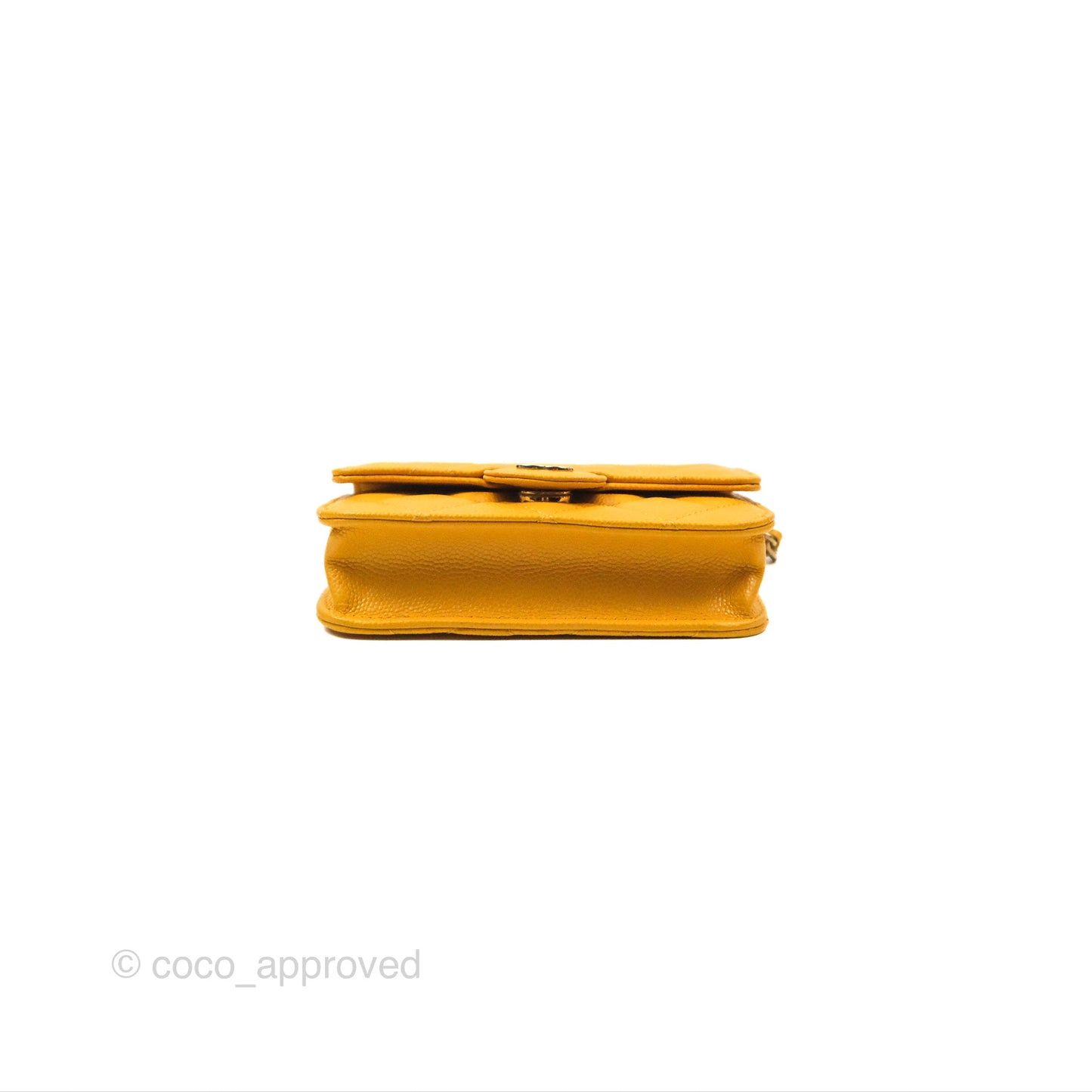 Chanel Mini Wallet With Chain Yellow Caviar Gold Hardware