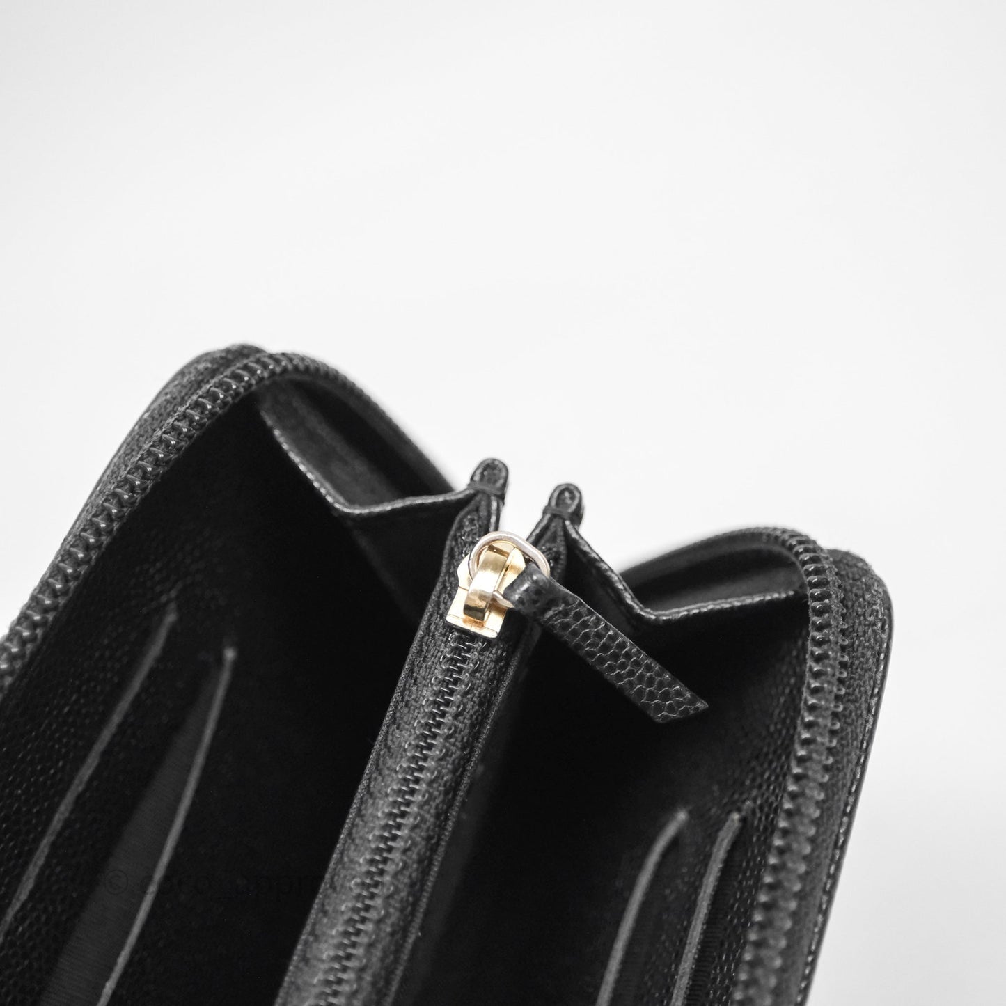 Chanel Boy Zip Wallet Black Caviar Gold Hardware