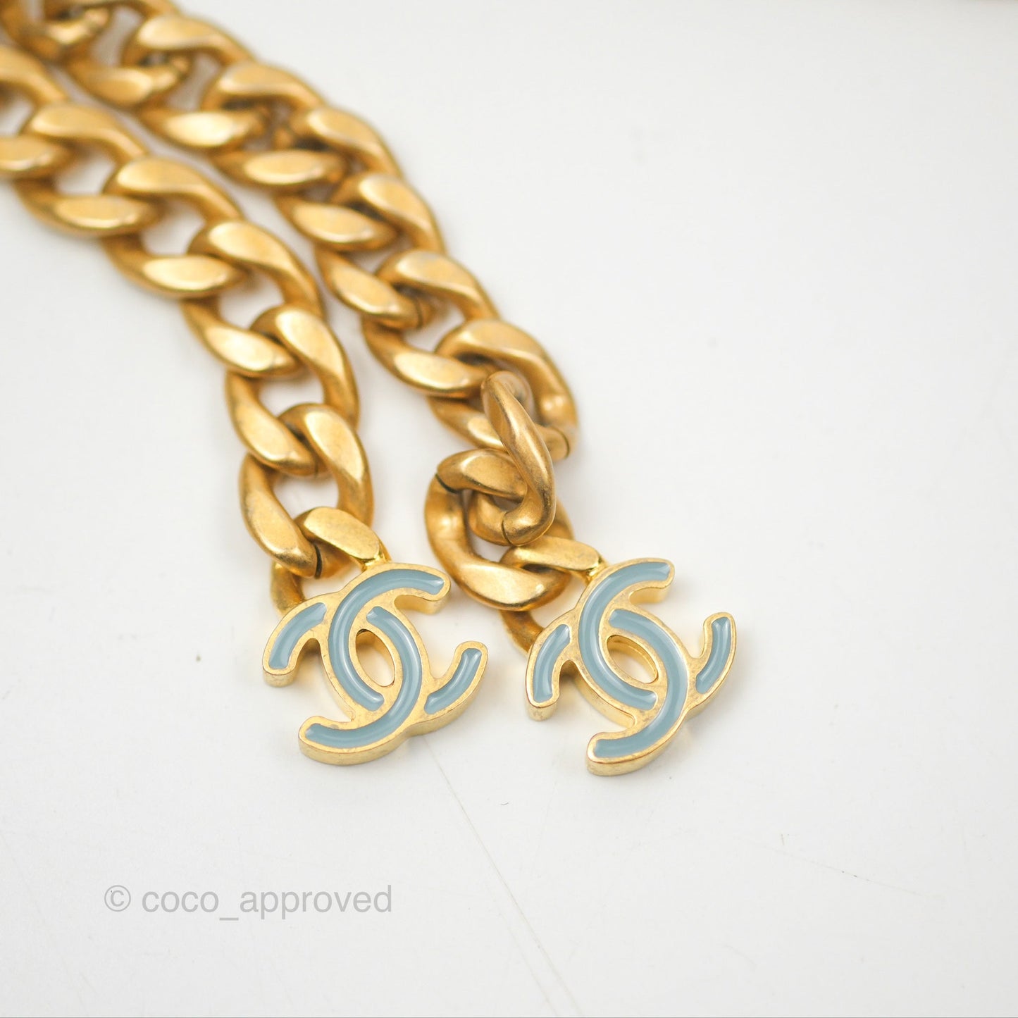 Chanel Quilted Enamel Pending CC Mini Square Flap Baby Blue Lambskin 22P