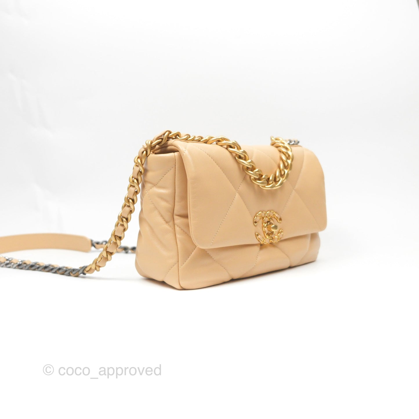 Chanel 19 Small Beige Mixed Hardware 22C