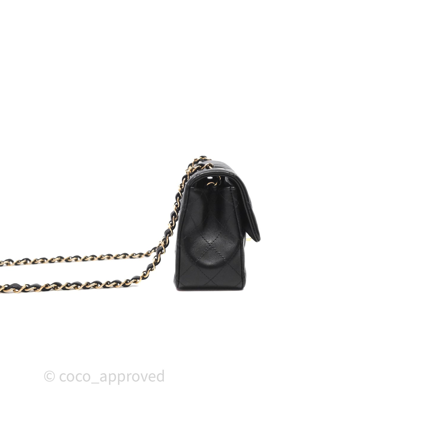 Chanel Quilted Mini Rectangular Black Lambskin Gold Hardware