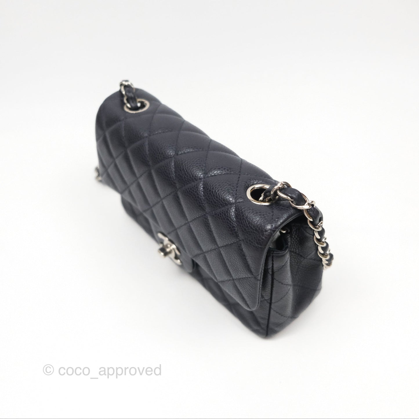 Chanel Mini Rectangular Quilted Dark Navy Caviar Silver Hardware