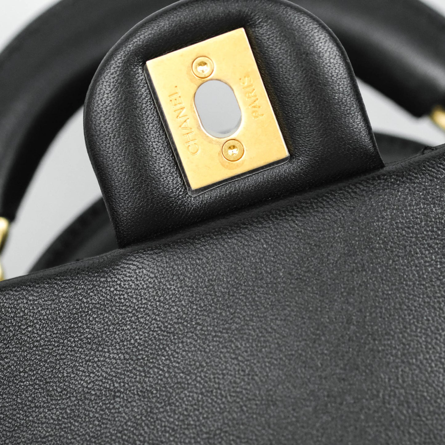 Chanel Large Circular Handle Bowling Bag Caviar Black Aged Gold Hardware