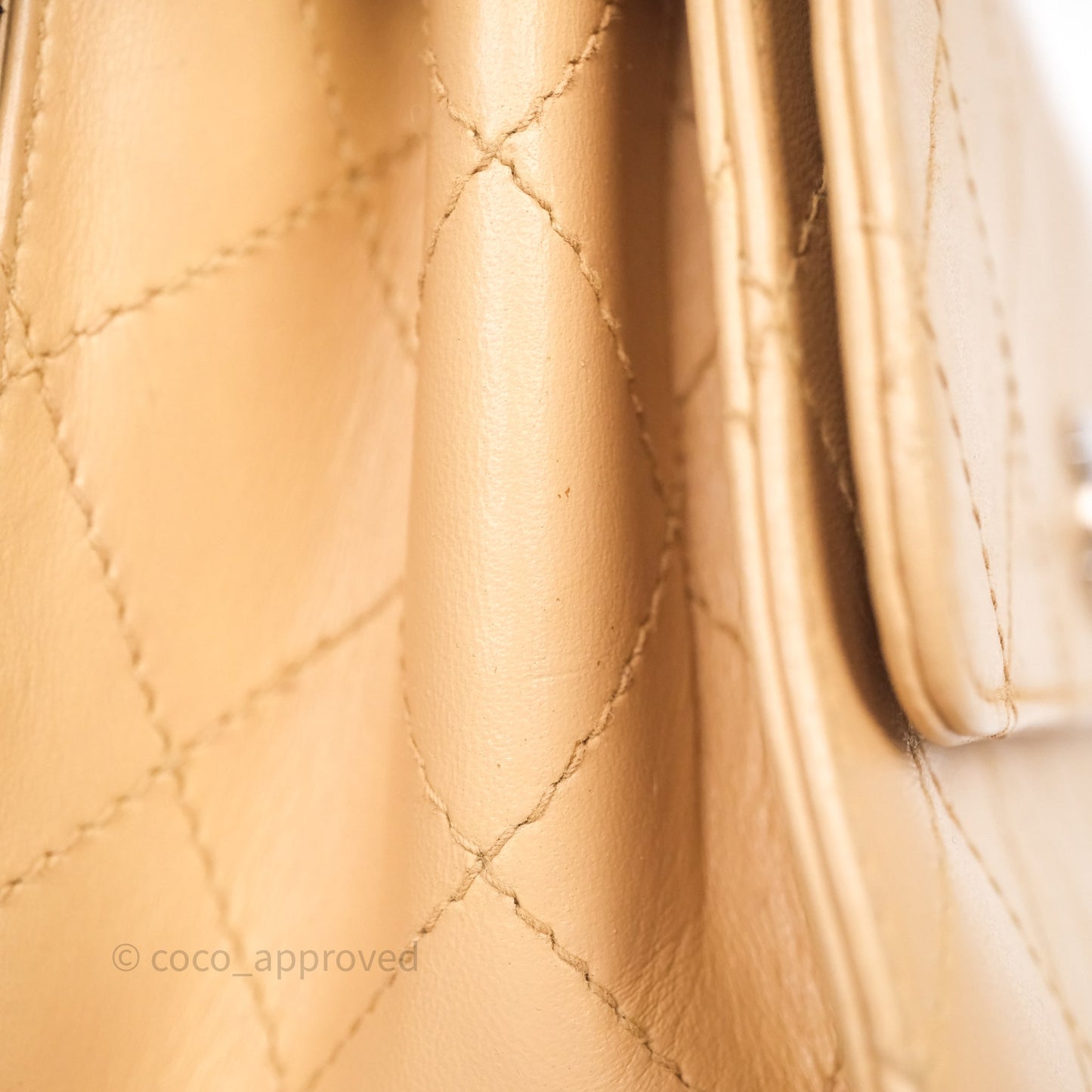 Chanel Vintage Quilted Kelly Shoulder Bag Beige Silver Hardware