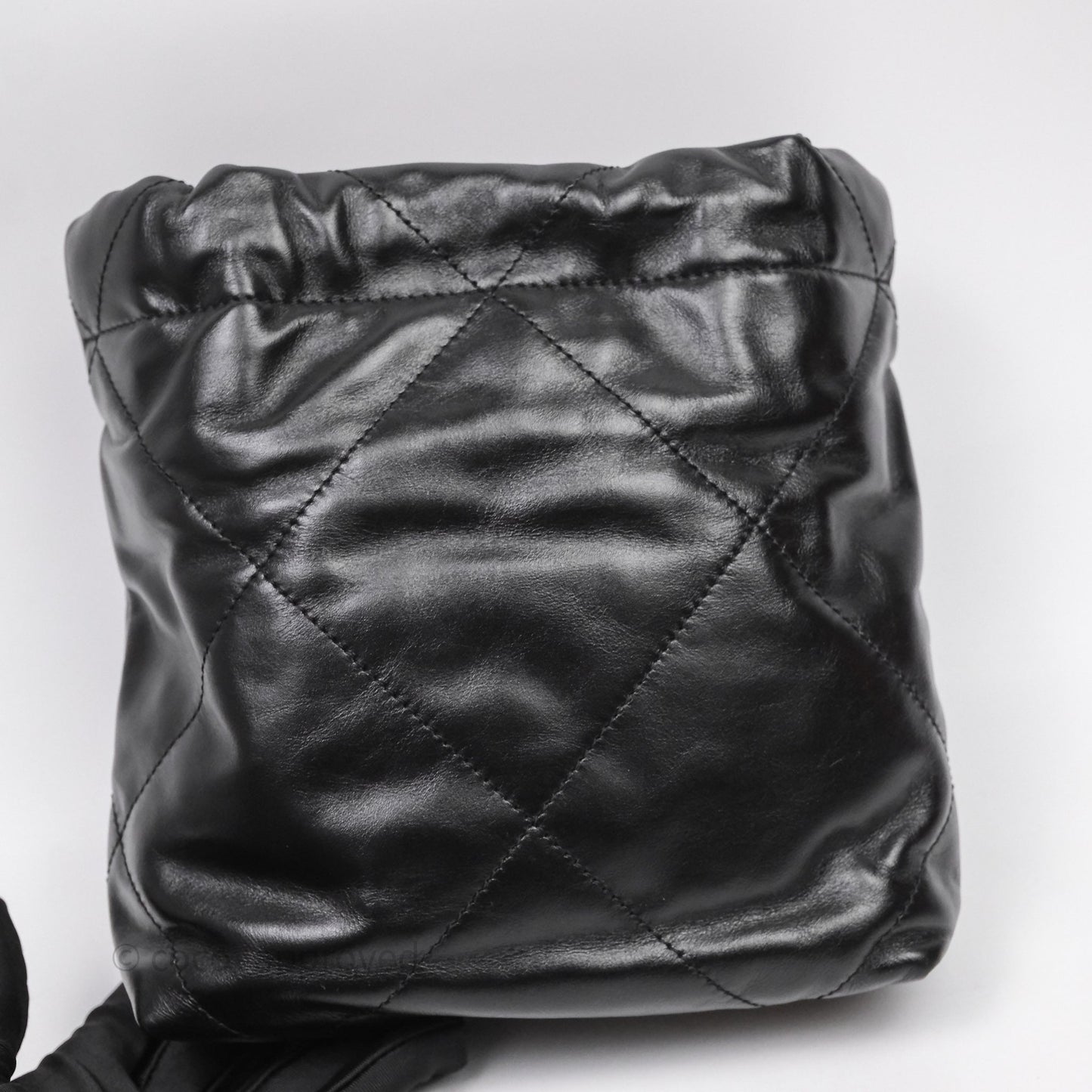 Chanel 22 Mini Bag Black Crumpled Calfskin Aged Gold Hardware