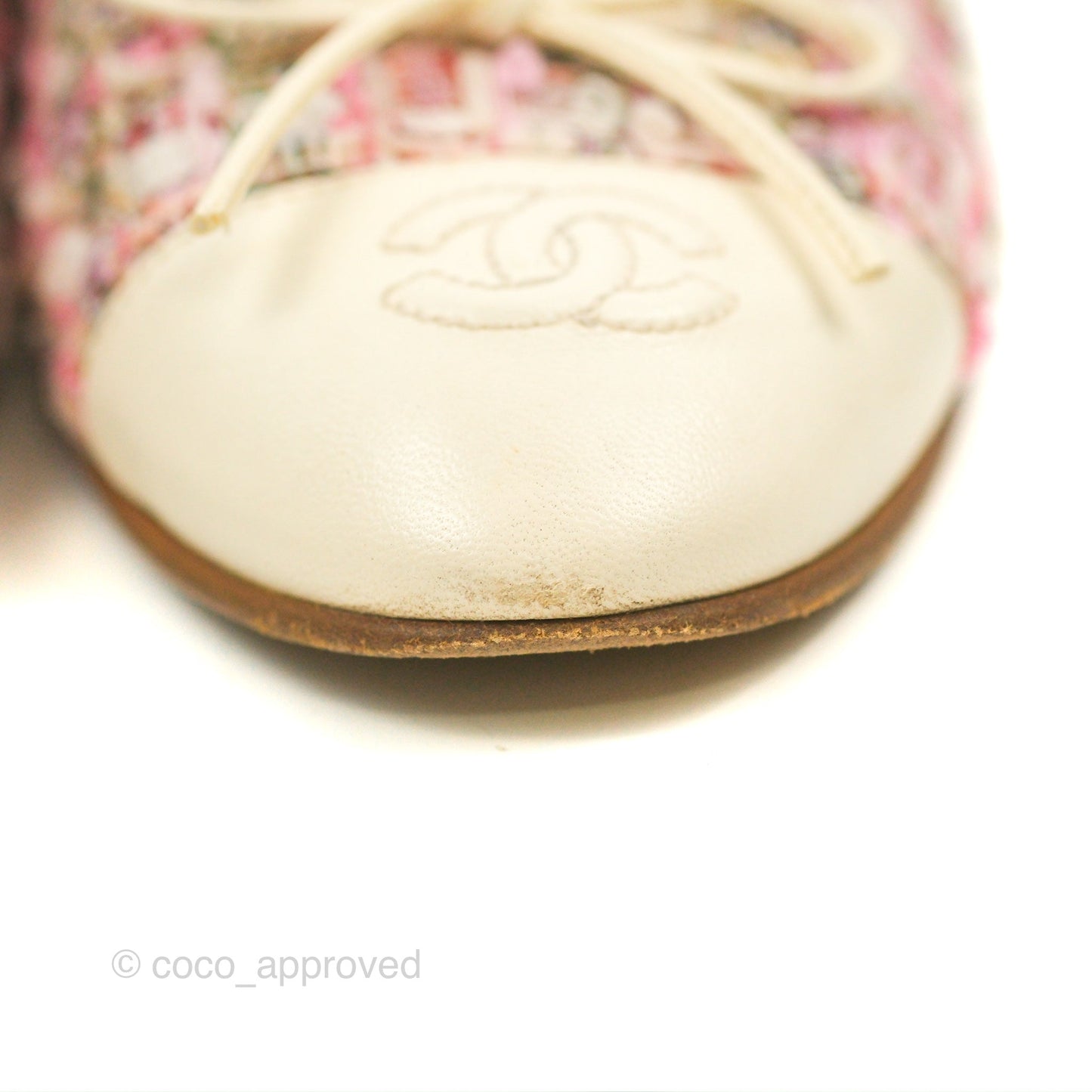 Chanel Ballerina Flats Pink/Ivory Tweed Size 38