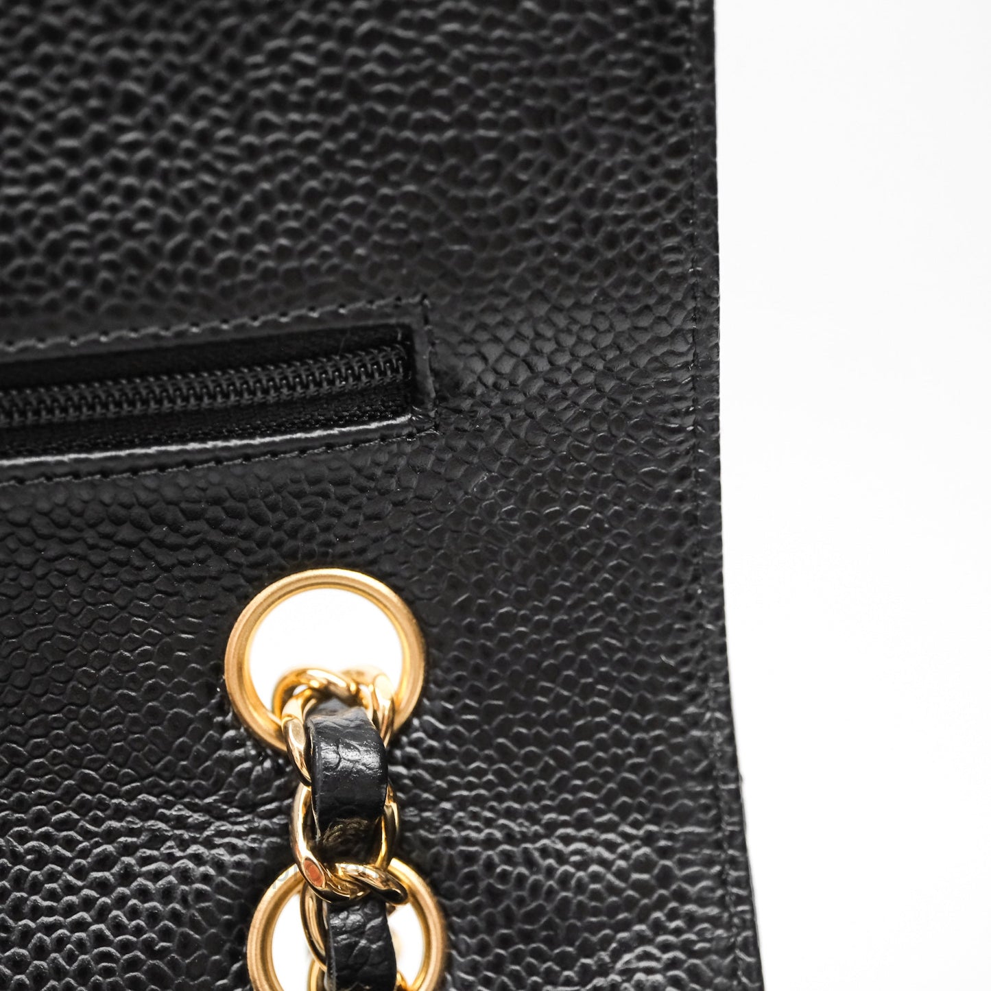Chanel Quilted Classic M/L Medium Flap Black Caviar Gold Hardware