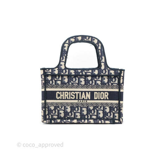 Dior Mini Book Tote Blue Oblique Canvas