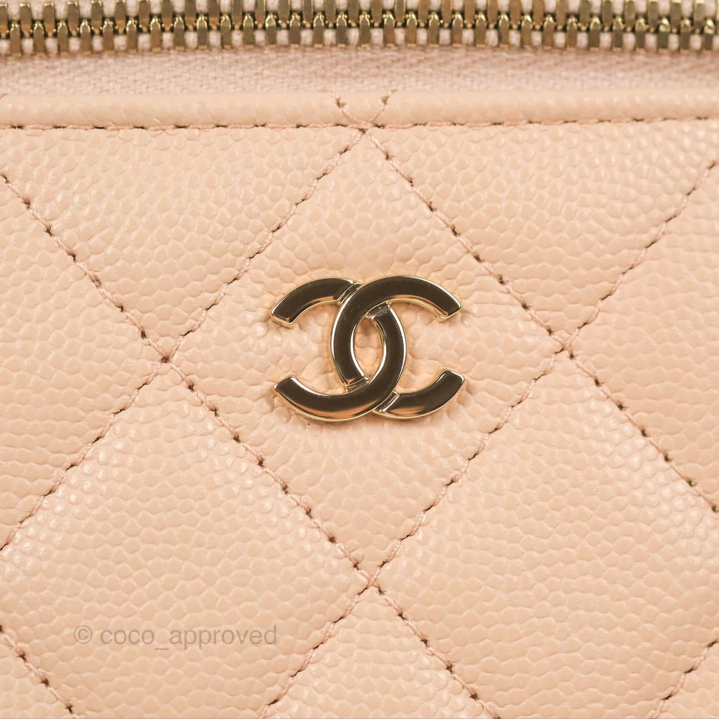Chanel Mini Vanity With Chain Beige Pink Caviar Gold Hardware