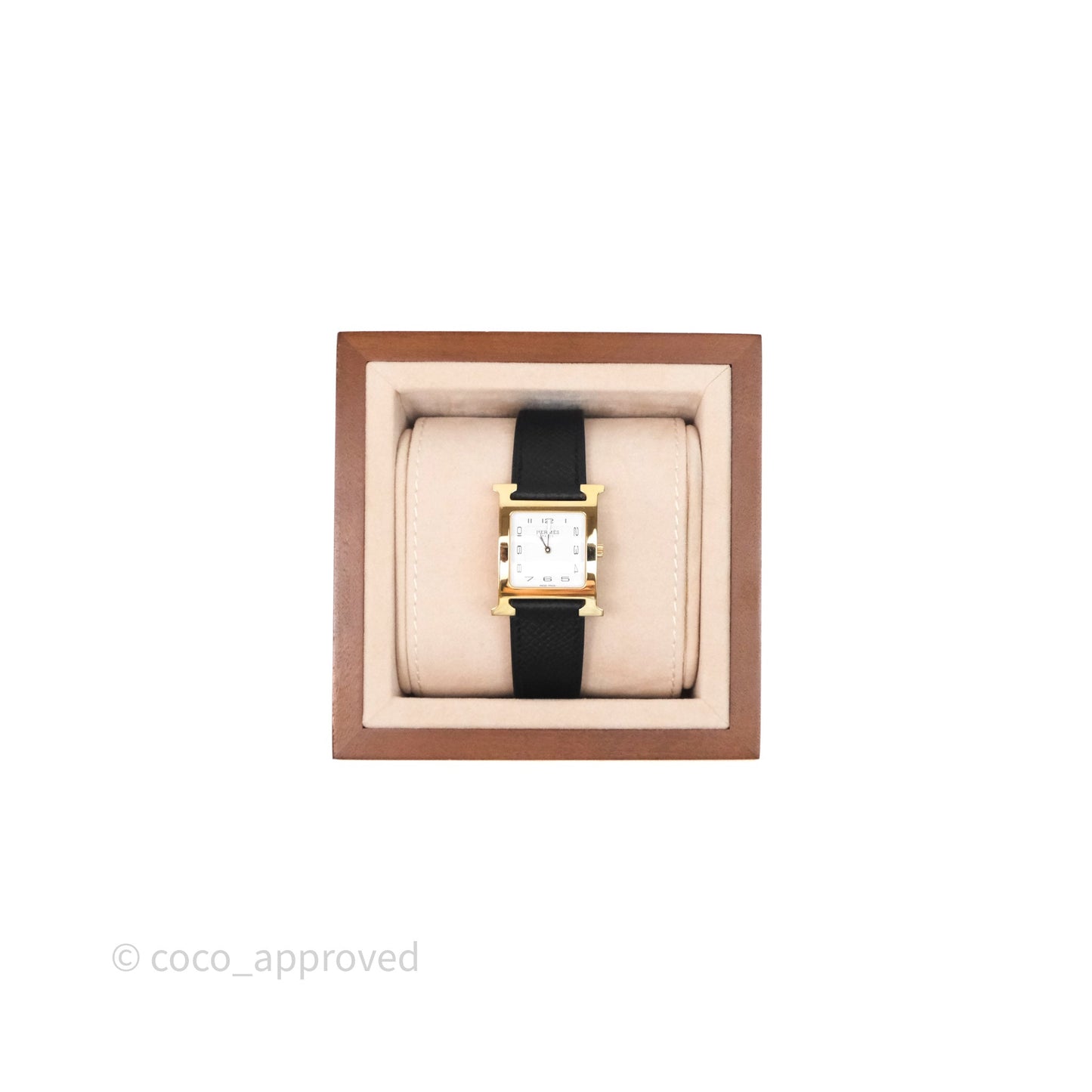 Hermès Heure H Watch Medium Model 30 mm Black Noir 89  Epsom Gold Hardware