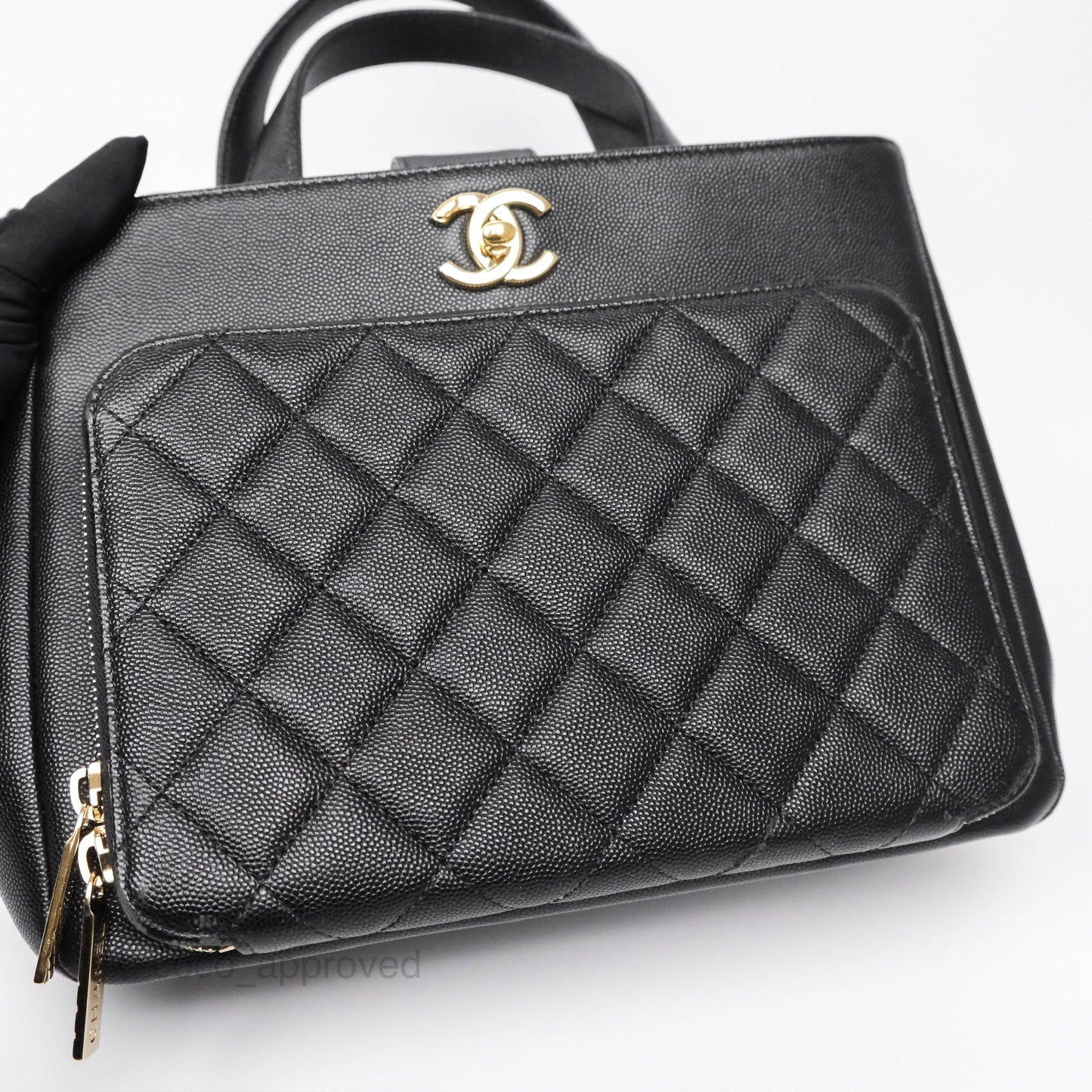 Chanel Small Business Affinity Shopping Bag Black Caviar Gold Hardware
