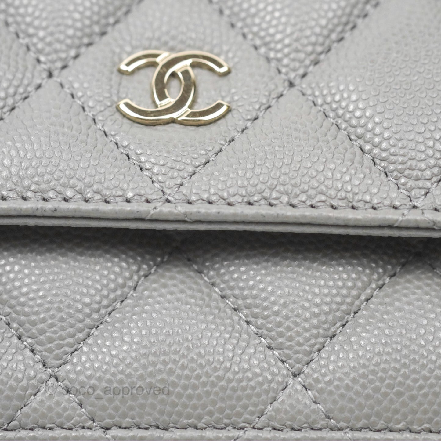 Chanel Classic Quilted Wallet On Chain WOC Grey Caviar Gold Hardware