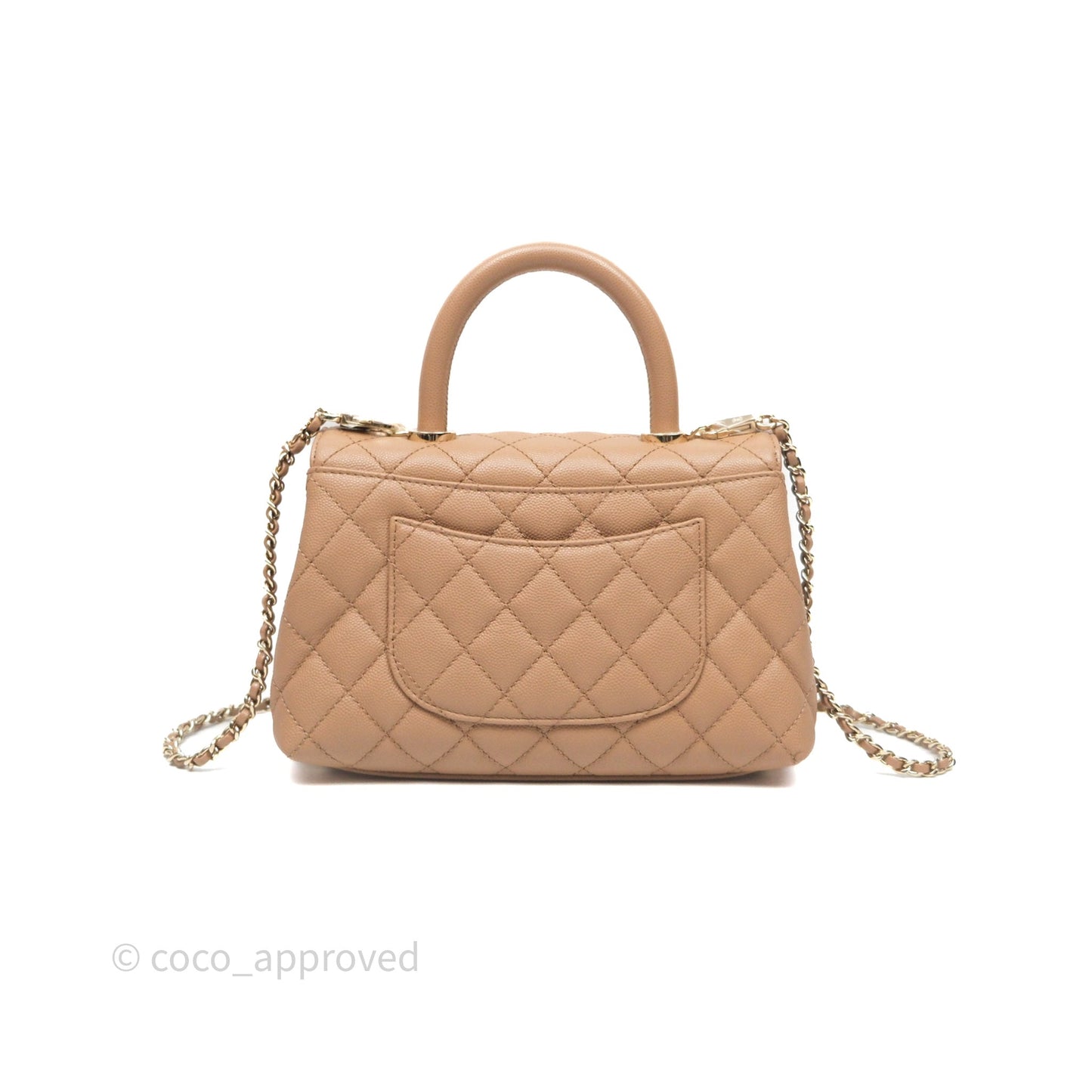 Chanel Small Coco Handle Quilted Dark Beige Caviar Gold Hardware