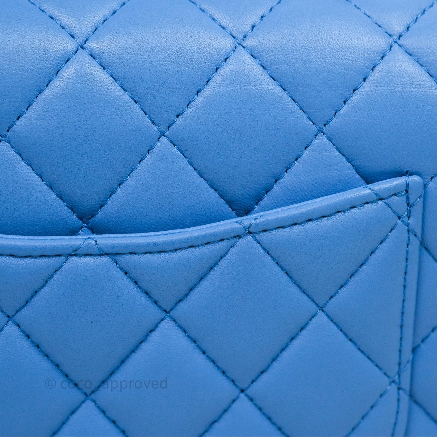 Chanel Top Handle Mini Rectangular Flap Blue Lambskin Gold Hardware