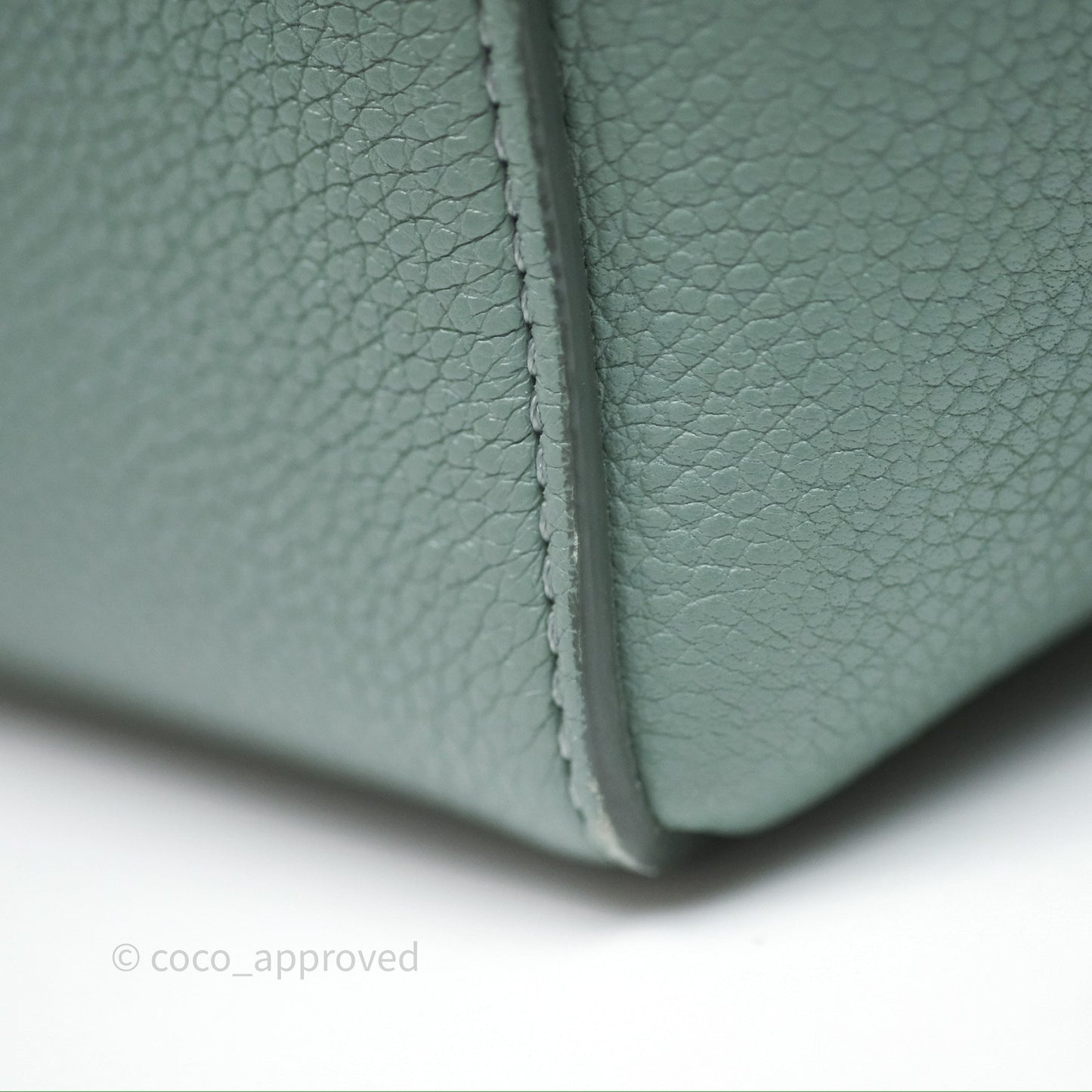 Celine Small Sangle Bucket Bag Light Green Celadon Grained Calfskin Silver Hardware