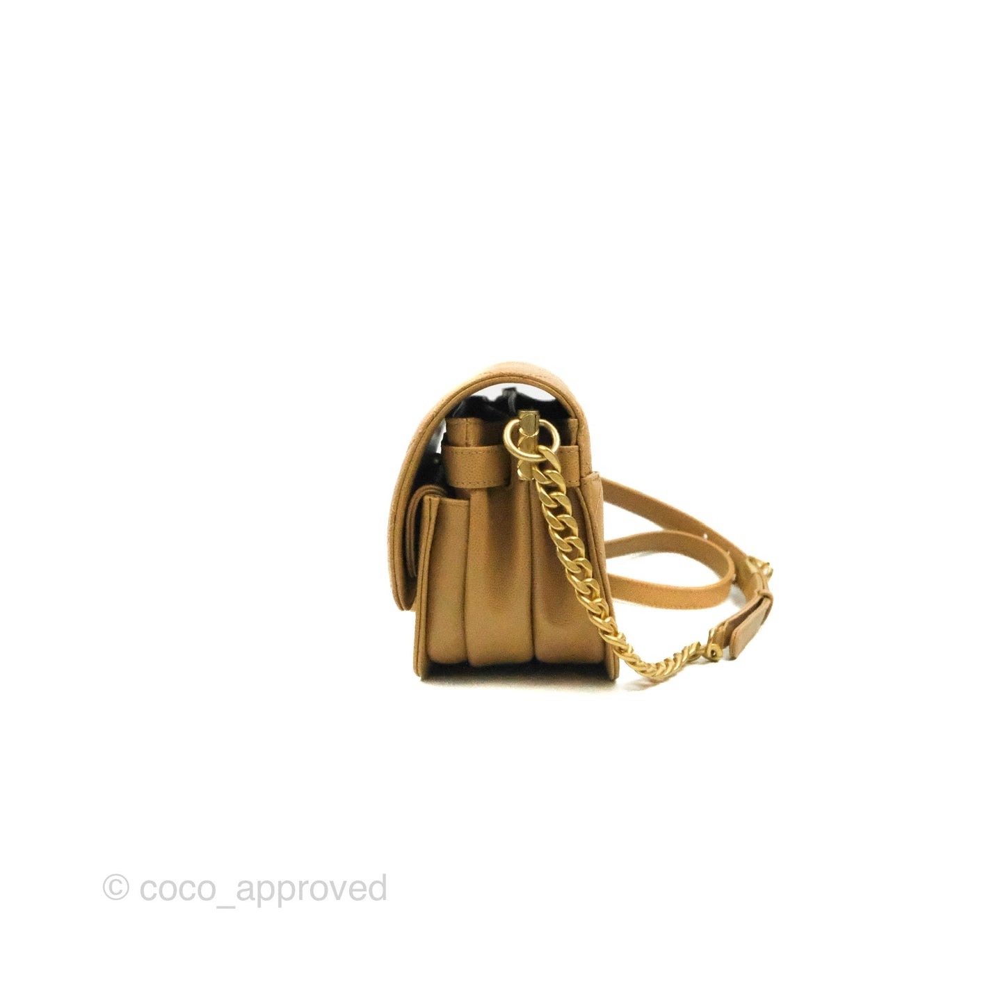 Chanel Mini Messenger Bag Beige Caviar Gold Hardware 21K