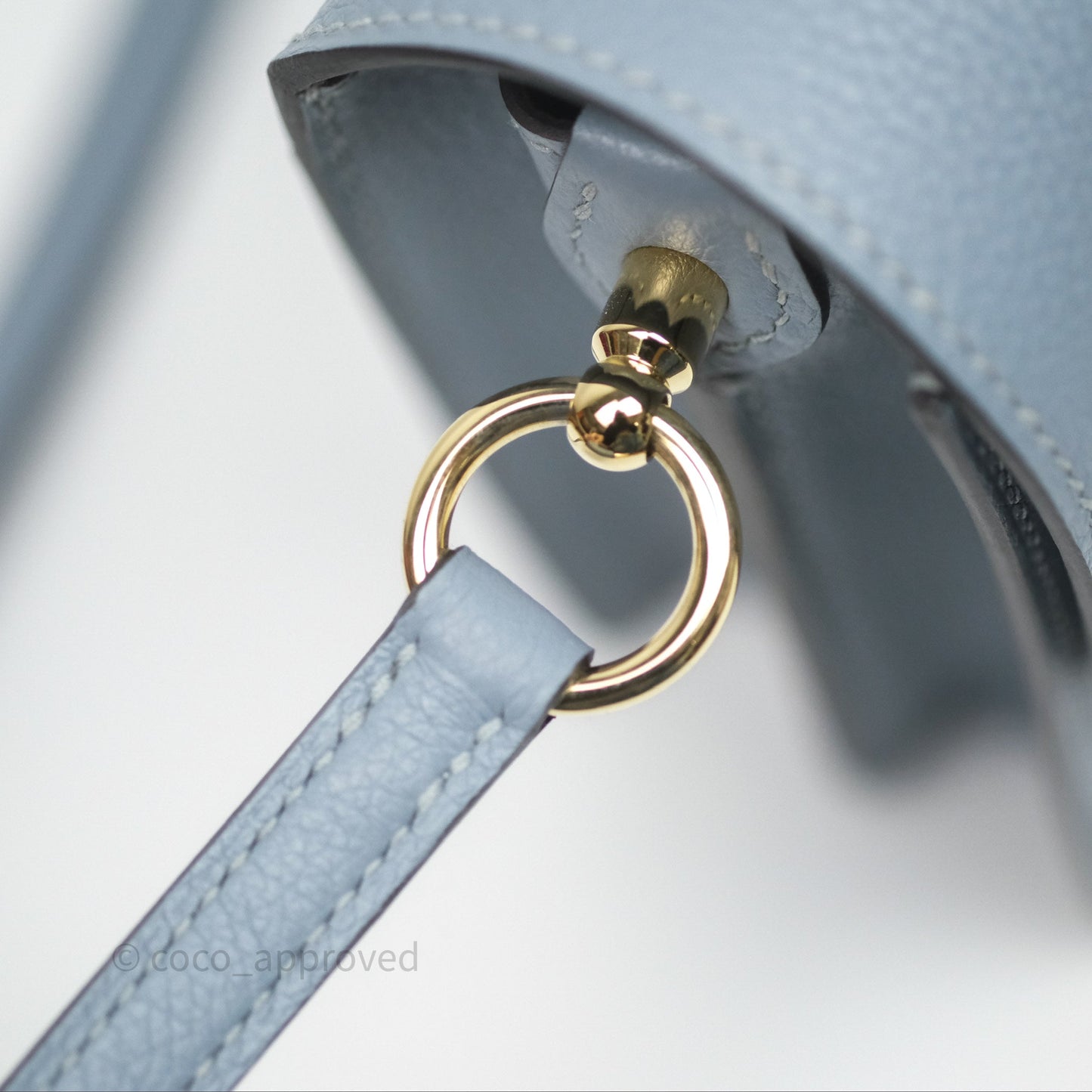 Hermès Roulis Mini 18 Bleu Lin J7 Evercolour Gold Hardware