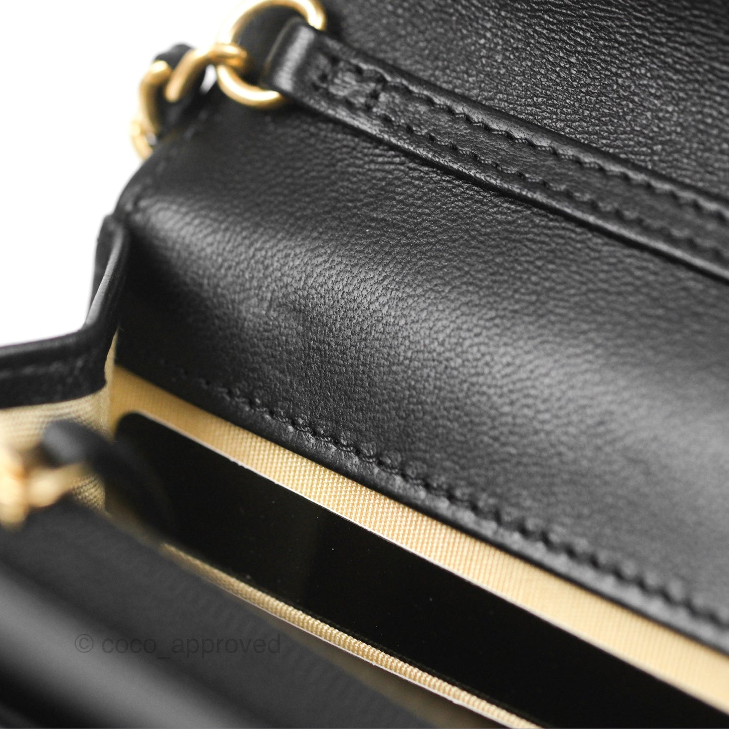 Chanel Quilted Pearl Crush Wallet on Chain WOC Black Lambskin Aged Gold Hardware