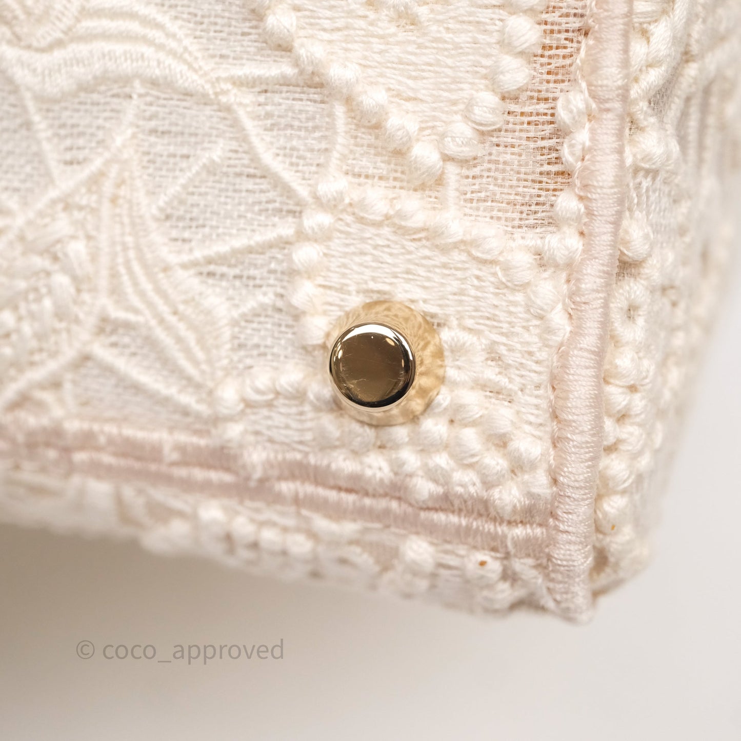 Christian Dior Lace Medium Lady Dior Ivory White Gold Hardware