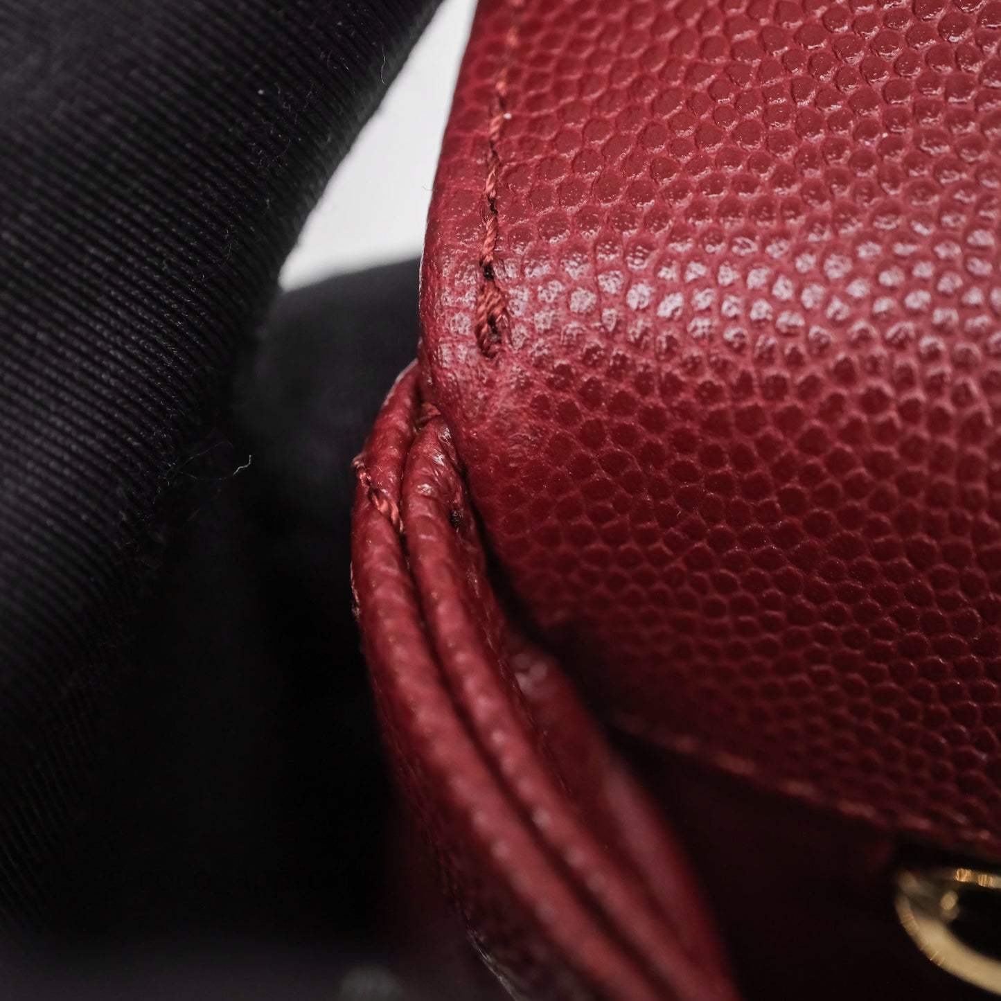 Chanel Small Coco Handle Quilted Red Burgundy Caviar Gold Hardware
