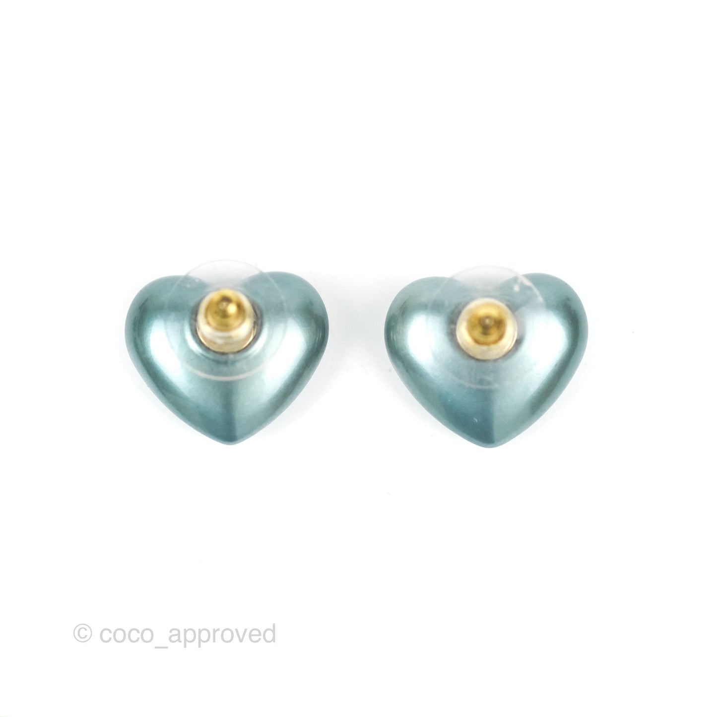 Chanel Metallic Blue Heart Crystal CC Earrings 21B