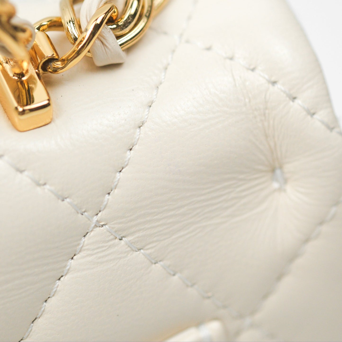 Chanel Top Handle White Lambskin Gold Hardware