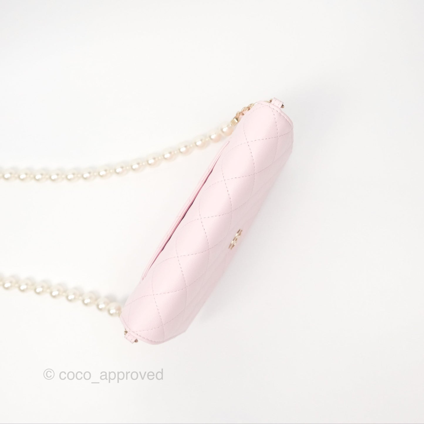 Chanel Wallet On Chain WOC Pearl Chain Iridescent Light Pink Lambskin Gold Hardware