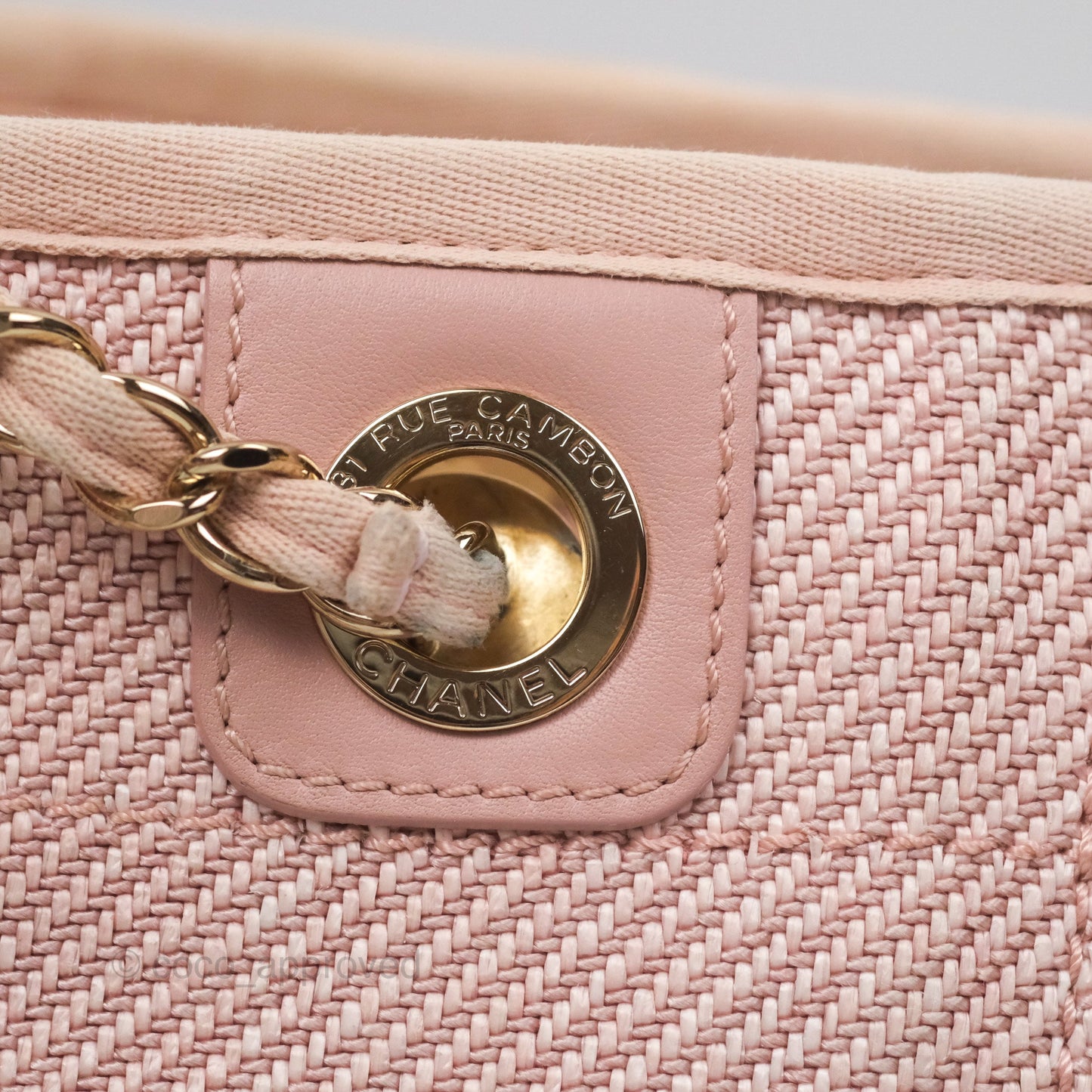 Chanel Small Vertical Deauville Canvas Pink Gold Hardware
