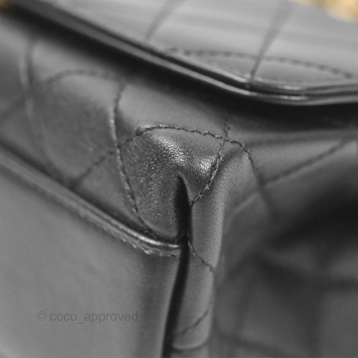 Chanel La Parisienne Top Handle Flap Bag Black Lambskin Aged Gold Hardware